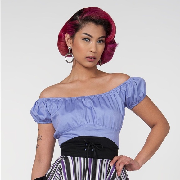 Pinup Couture Tops - Pinup Girl Clothing lavender peasant top small